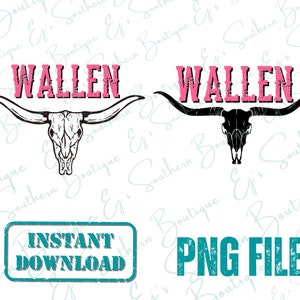 Wallen BullHead Png, Retro Wallen Stierschädel PNG, Cowboy Wallen, Country Western Png, digitaler Download, Cowboy Design, Western Cowboy