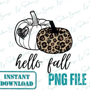 hello fall png, fall leopard pumpkin png, Fall PNG, Autumn PNG, love fall PNG