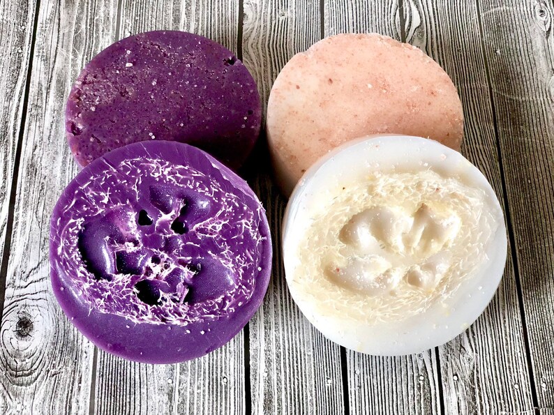 Pedicure Loofah Pink Sea Salt Scrub Natural Loofah Coconut Oil Goat Milk Soap