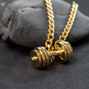 Solid gold dumbbell pendant Clearance