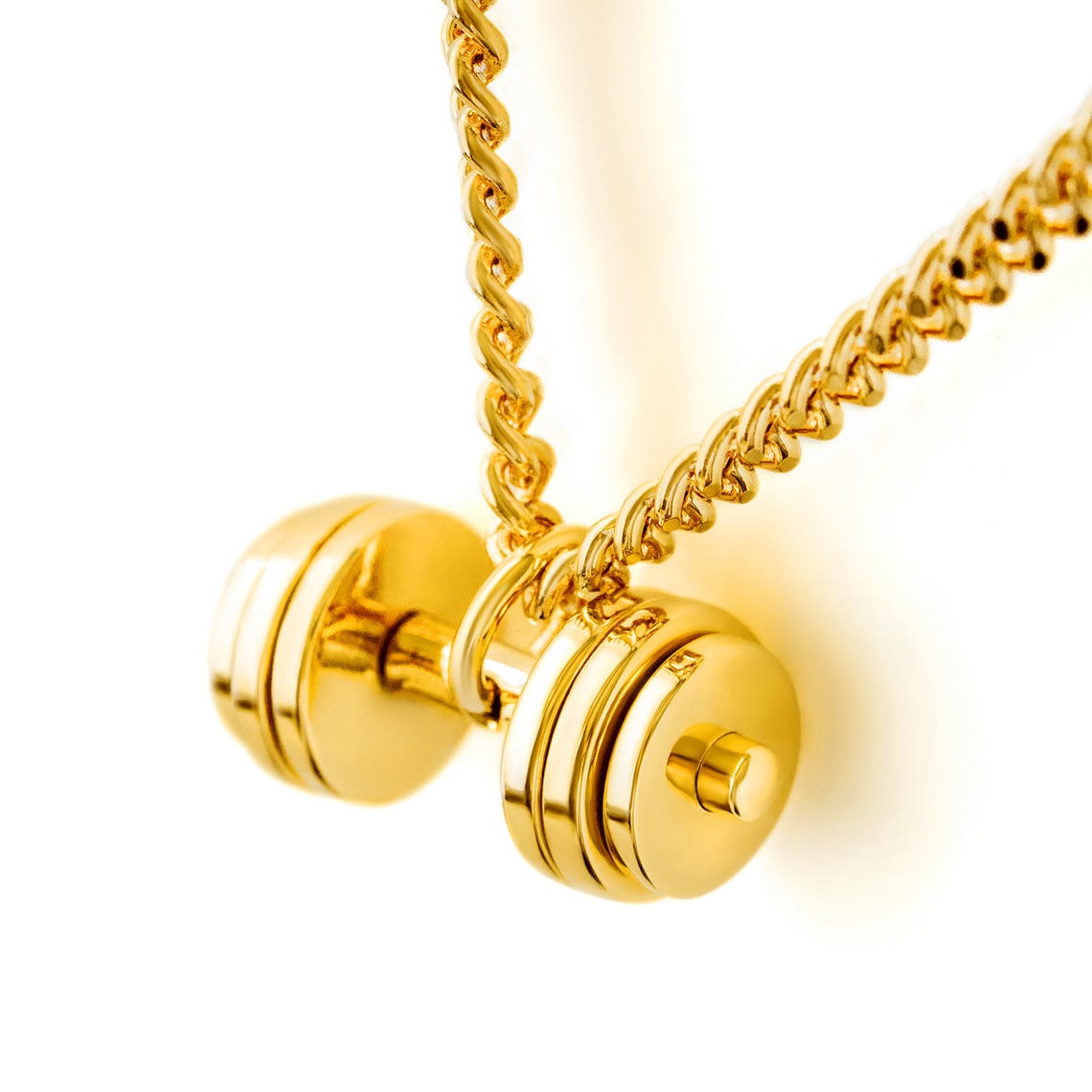 24K Gold Dumbbell Necklace Dumbbell Pendant charm barbell Etsy