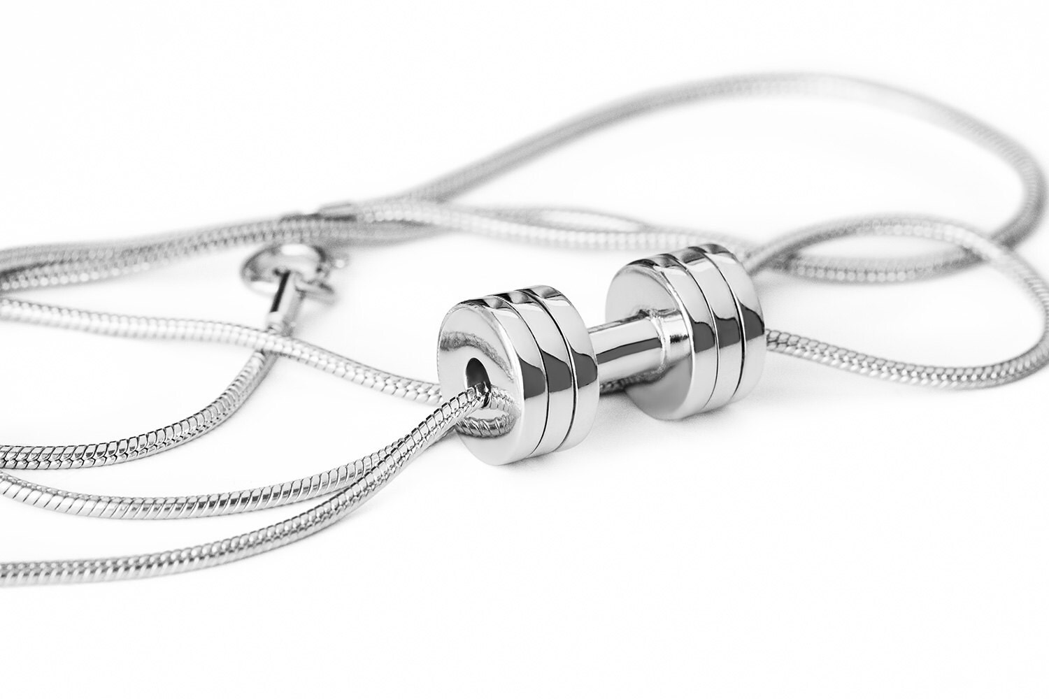 Dumbbell Necklace Sterling Silver fitness jewelry Dumbbell Etsy