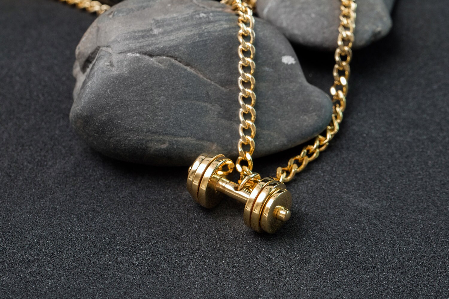 Dumbbell locket gold Clearance