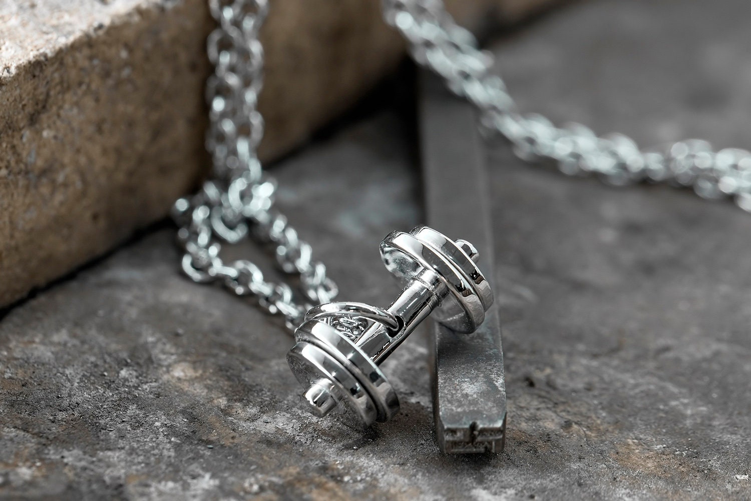 Sterling silver MULTI PLATES DUMBBELL charm Necklace Pendant Etsy