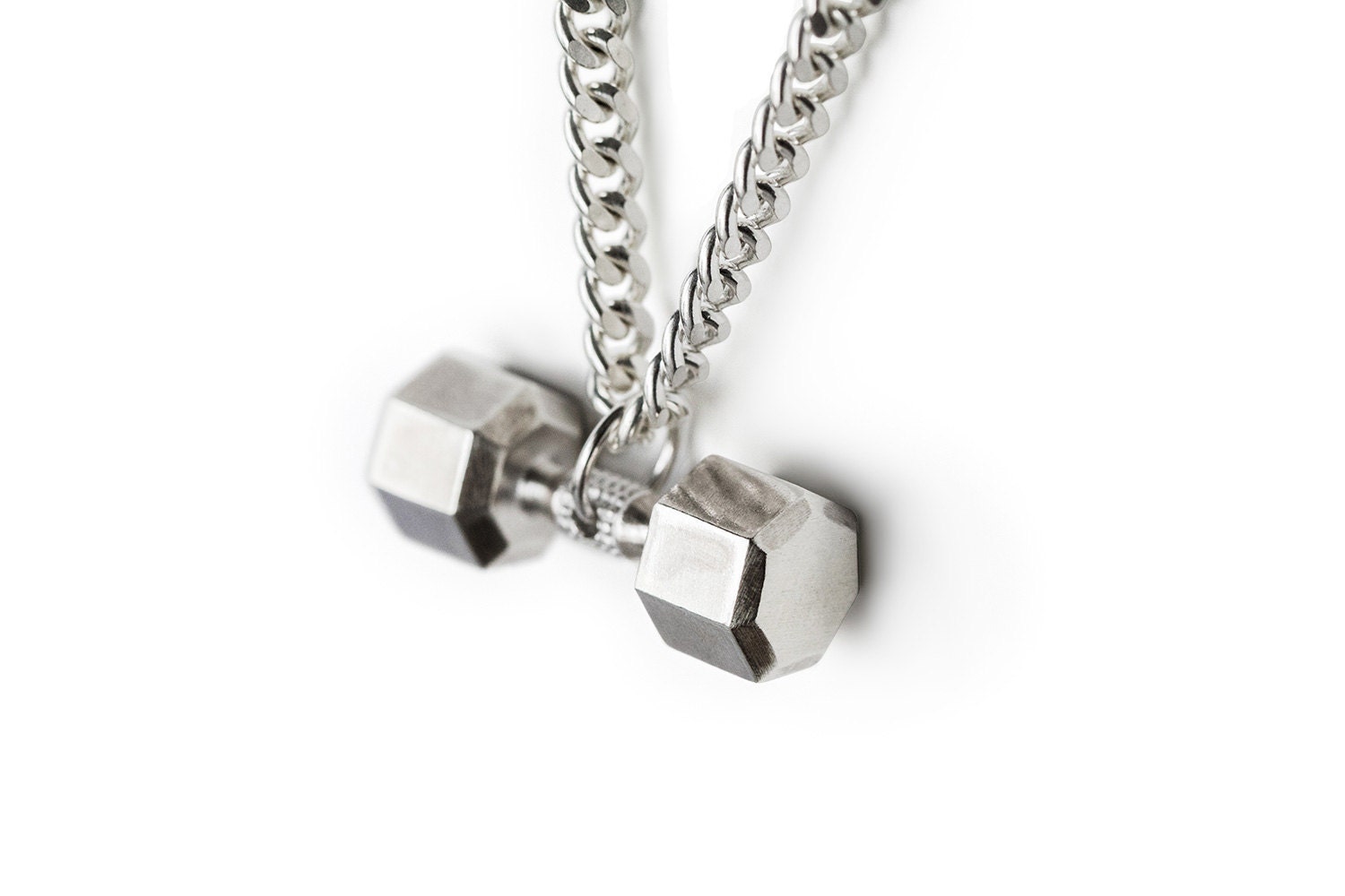 Sterling silver DUMBBELL necklace fitness jewelry fitness Etsy