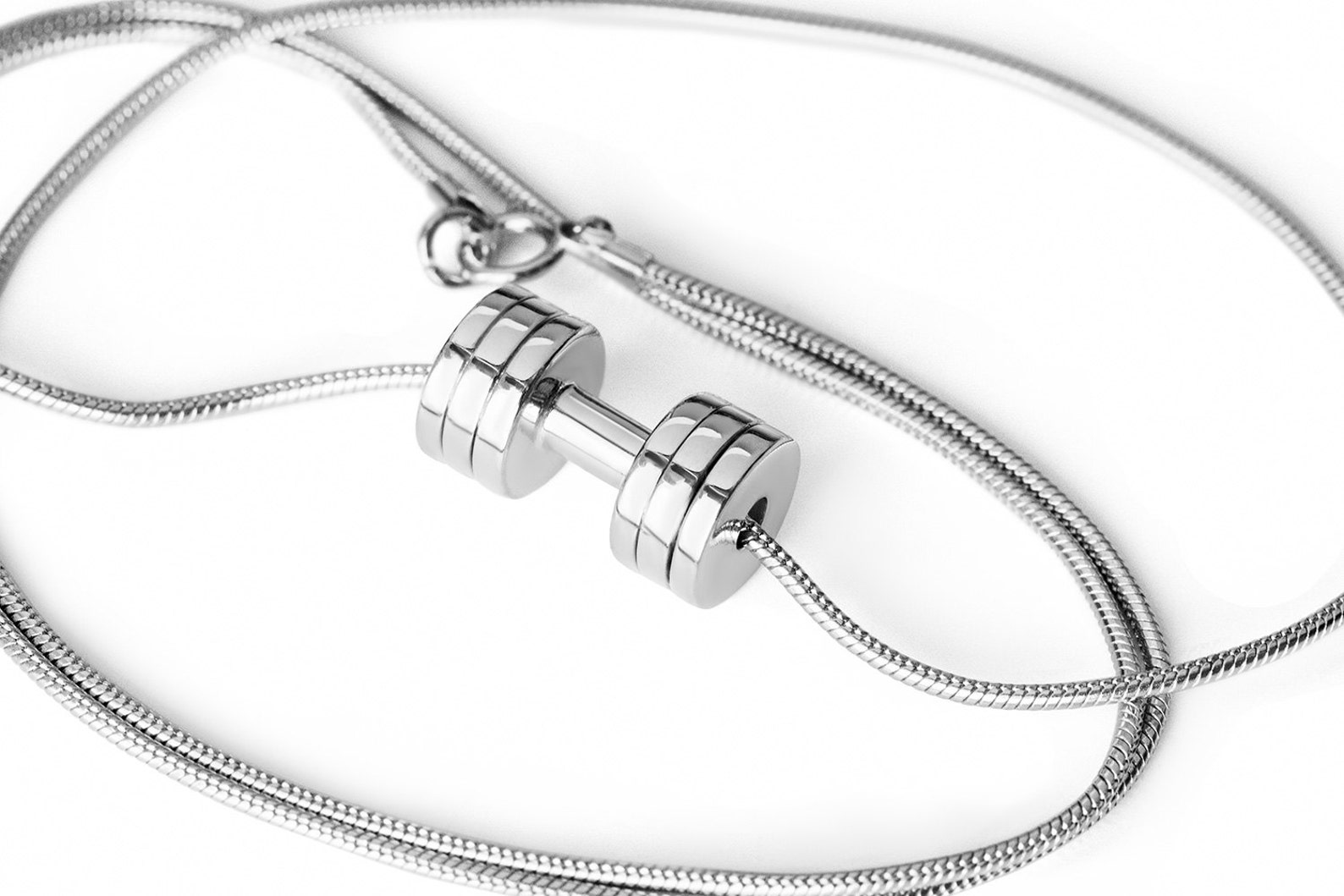 Dumbbell Necklace Sterling Silver fitness jewelry Dumbbell Etsy