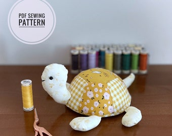 Turtle Patchwork Pincushion Sewing Pattern,  Stuffed animal sewing patterns | www.BLHandmade.com