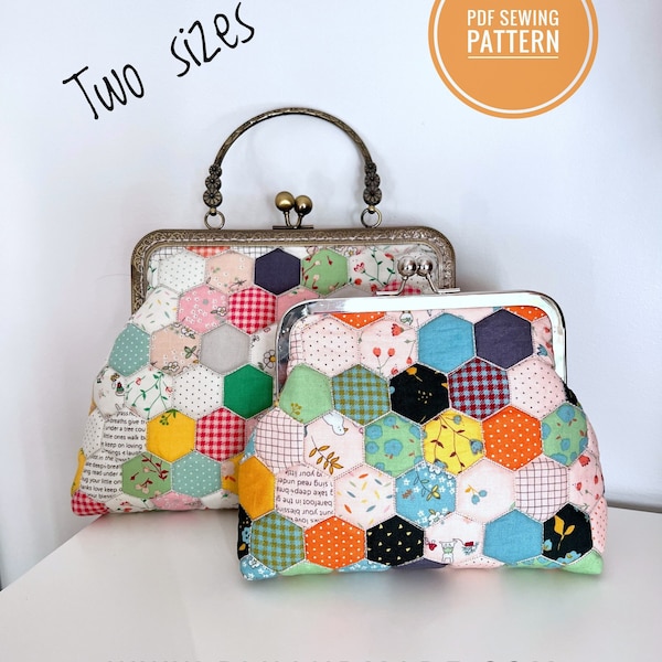 Purse with Metal Frame Sewing Pattern- Two sizes, Clutch sewing patterns; Purse sewing patterns | www.BLHandmade.com