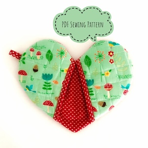 Heart-shaped Pot holders; PDF Instant download sewing pattern, 2 sizes PDF Sewing Pattern; Oven Mitt; Oven Mitt Pattern