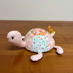 Handmade Turtle Pincushion: Hexagon Patchwork Sewing Accessory