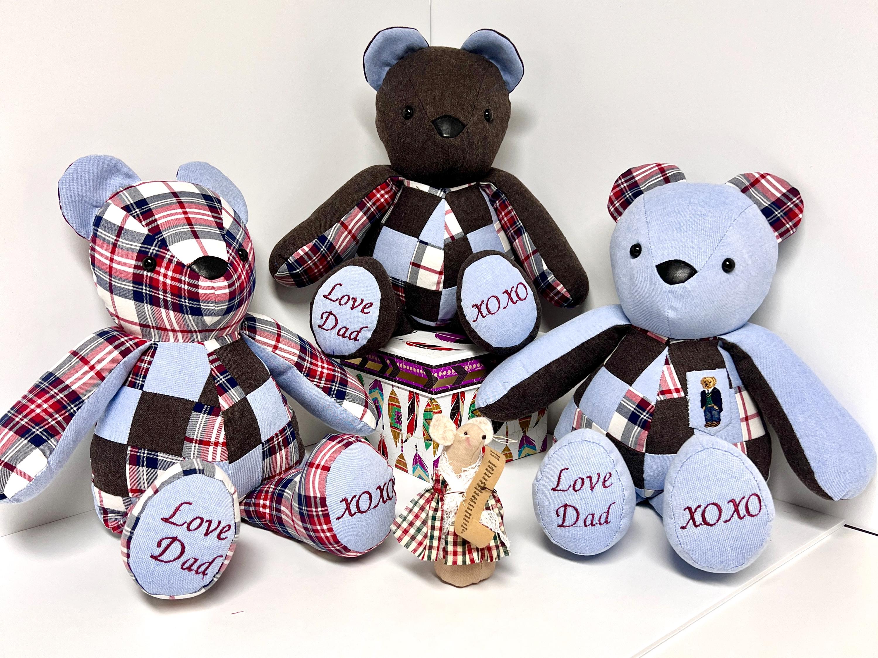 Handmade Patchwork Memory Teddy Bear: Custom Clothing Keepsake - Etsy