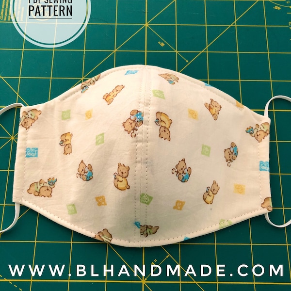 3D Face Mask Sewing Pattern; PDF Sewing Pattern; Instant PDF download pattern; Simple sewing pattern| www.BLHandmade.com