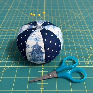 Patchwork Pincushion: Handmade Sewing Accessory with Walnut Shells