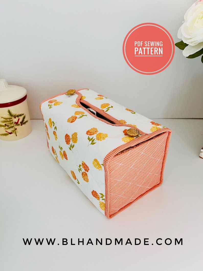 Tissue Box Cover Sewing Pattern, Home deco PDF sewing pattern www.BLhandmade.com image 2