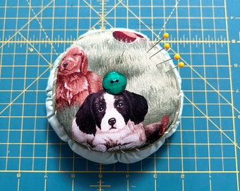 Handmade Dog Pincushion with Container