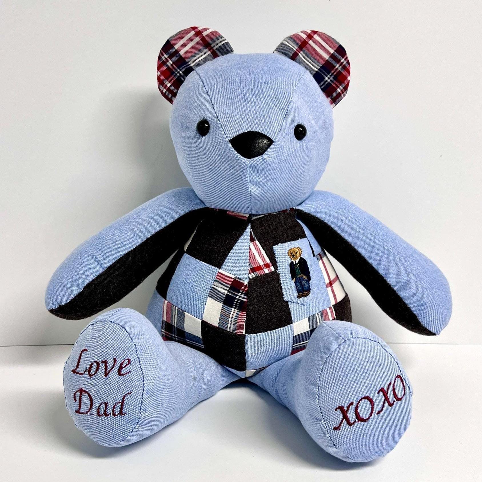 Handmade Patchwork Memory Teddy Bear: Custom Clothing Keepsake - Etsy