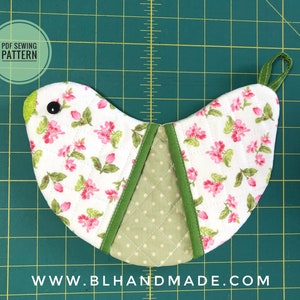 Bird Potholder Sewing Pattern: Quilted Oven Mitt (PDF Pattern)