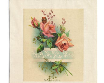 Rose Tote Bag Eco-Friendly Bag Shopping Tote Gift for Her Vintage Rose Design Pink Roses Fast Shipping Gift Vintage Pink Roses Antique Roses