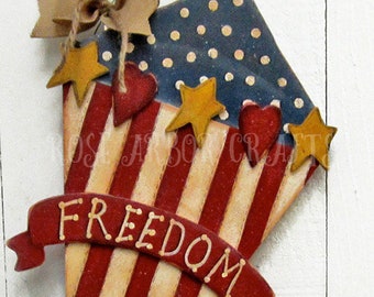 4th of July Door Wall Hanger Red White Blue Patriotic Outdoor Kite Yard Art Yard Sign Wood Door Decor Door Hanger Americana Primitive Tole