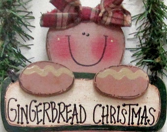 Pan de jengibre Puerta de Navidad Colgador Signo de Navidad Adorno de Navidad Signo de pan de jengibre Adorno de pan de jengibre Decoración de pan de jengibre Madera al aire libre