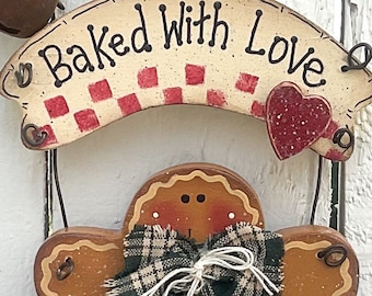 Percha de pan de jengibre Decoración de pan de jengibre Decoración del corazón Decoración de amor Decoración de San Valentín Horneado con amor Decoración de cocina Decoración de galletas para hornear de Navidad