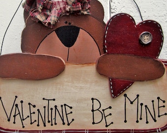 Valentine Door Wall Hanger Teddy Bear Valentine Be Mine Valentine Decor Door Decor Valentine Wood Outdoor Sign Valentine Door Sign Painted