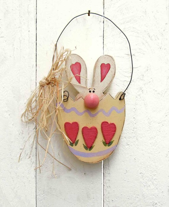 Easter Bunny Egg Bunny Door Hanger Wood Outdoor Easter Decor Etsy