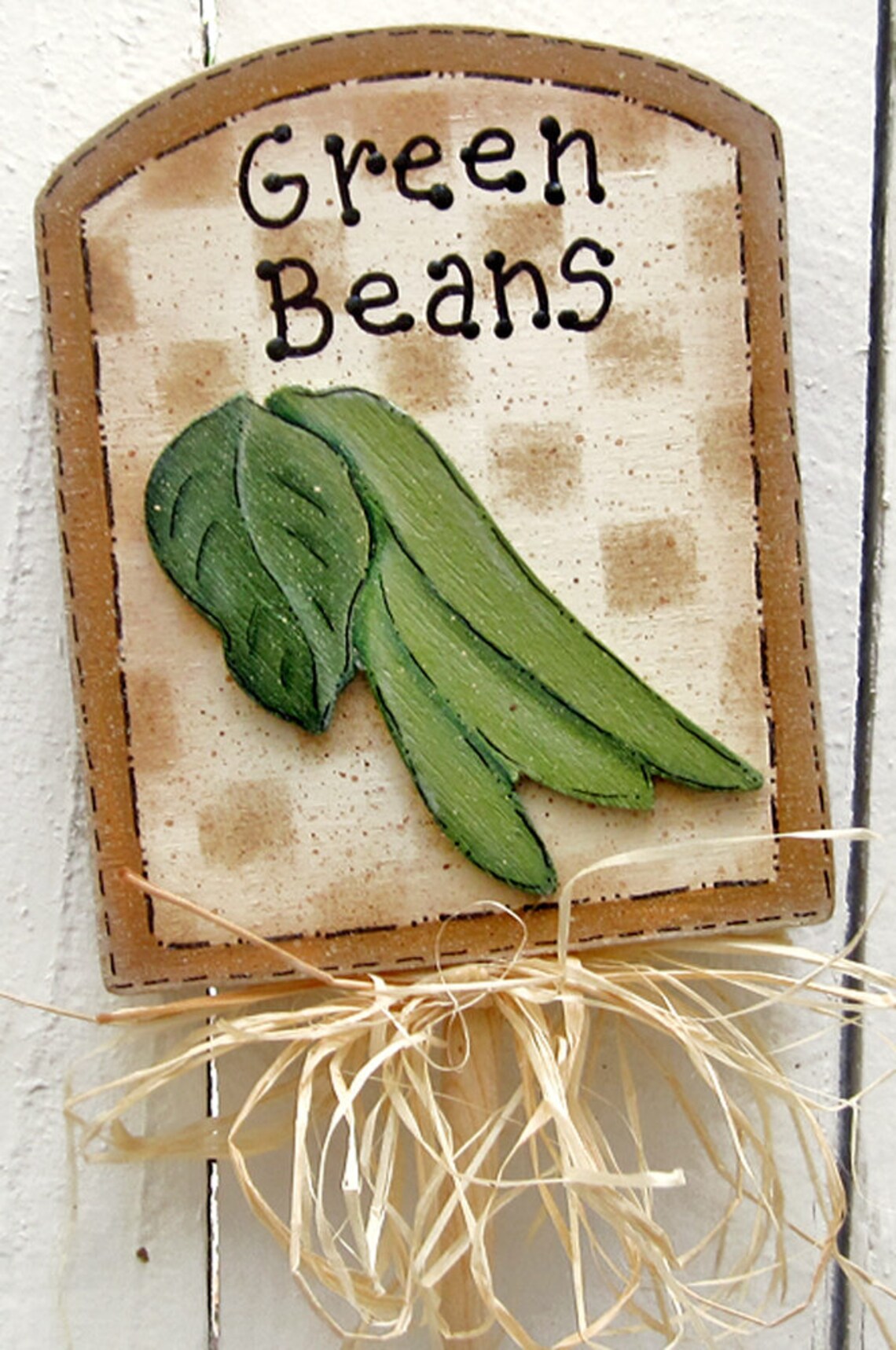 Green Beans Garden Marker Garden Decor Plant Poke Plant Stick Etsy