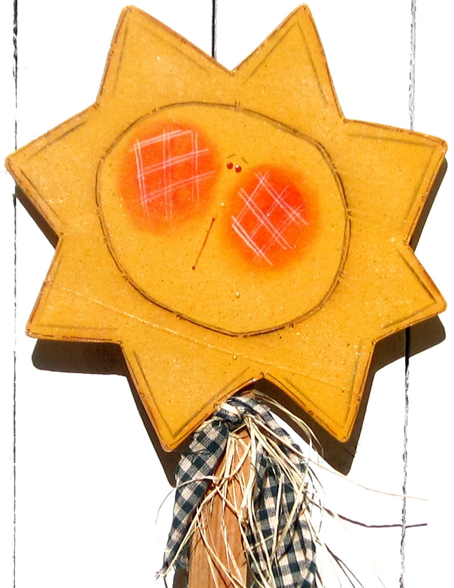 Sun Plant Stick Primitive Wood Garden Stake Summer Sun Sign Outdoor