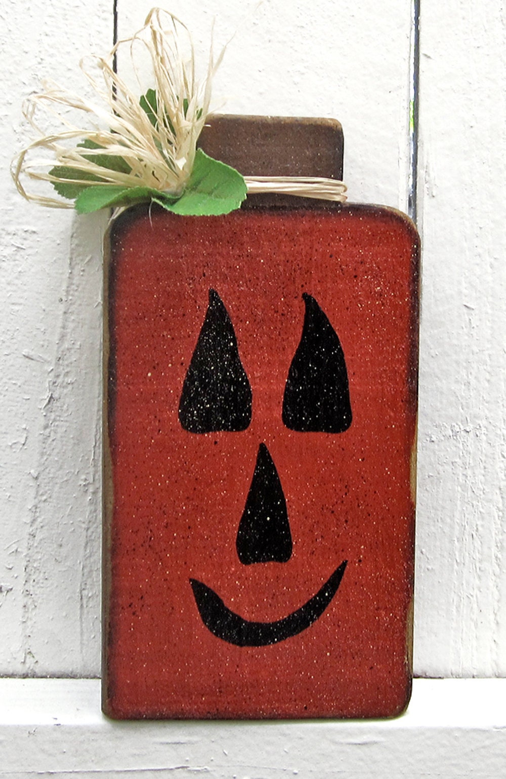 REVERSIBLE Pumpkin Shelf Sitter Primitive Pumpkin Decor Jack O Lantern ...