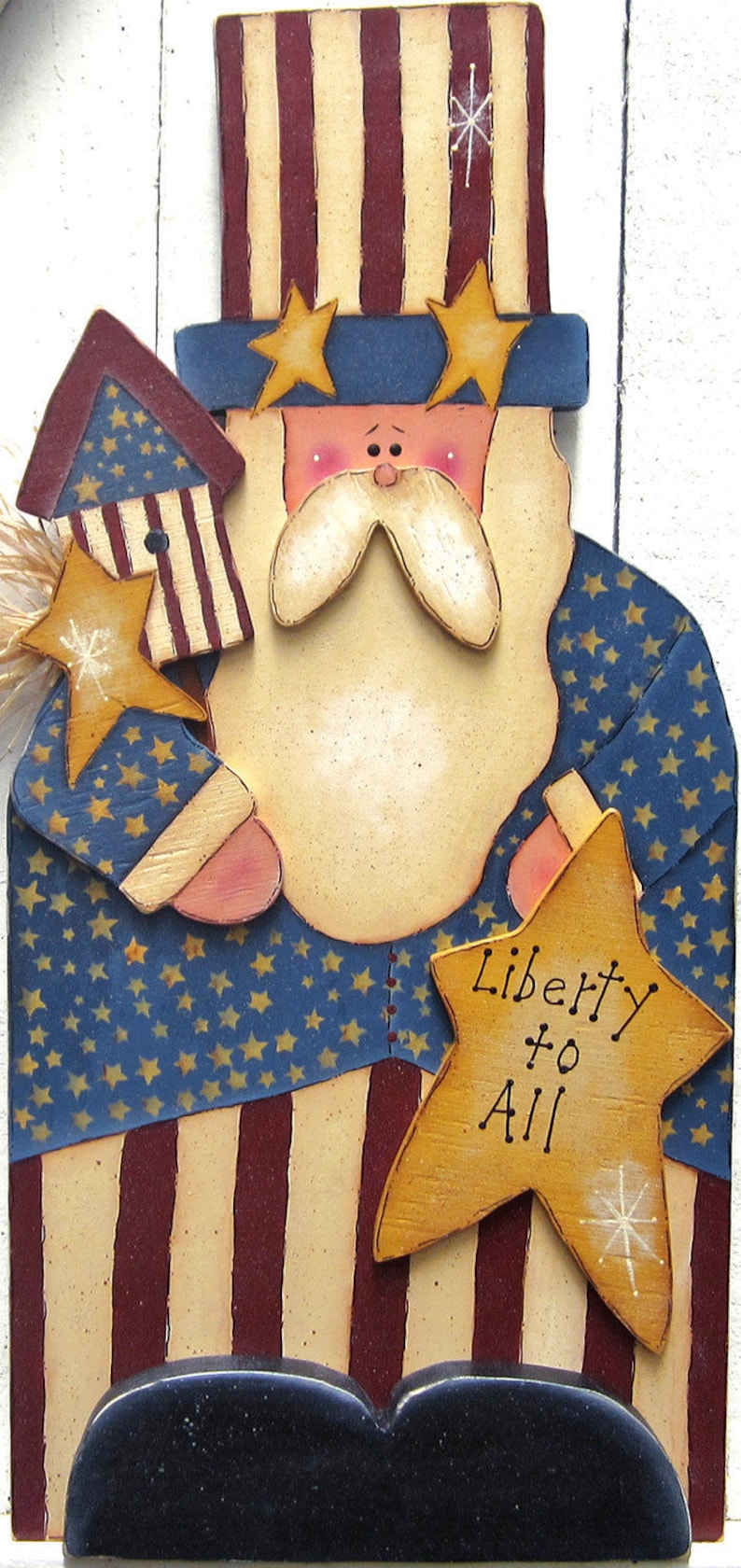 Patriotic Decor 4th of July Uncle Sam 2 ft. Uncle Sam Yard Sign Red White Blue Decor Americana Decor Primitive Decor Wood Outdoor Lawn Decor image 2
