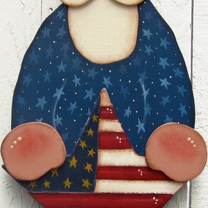 Uncle Sam 4th of July Door Hanger Yard Sign Yard Art Painted Wood Tole Decorative Painting Patriotic Summer Wood Summer Decor Garden Decor image 2