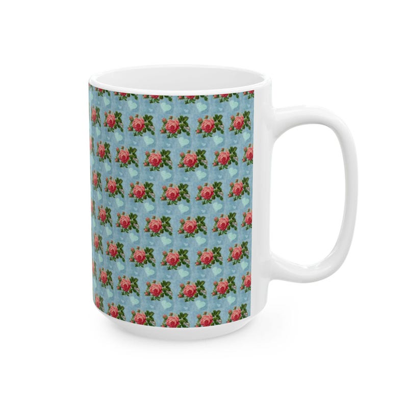Rose Ceramic Mugs Coffee Or Tea Lovers Fast Shipping Perfect Gift Handcrafted BPA And Lead Free Uniquely Designed Handcrafted Rose Heart Cup image 2
