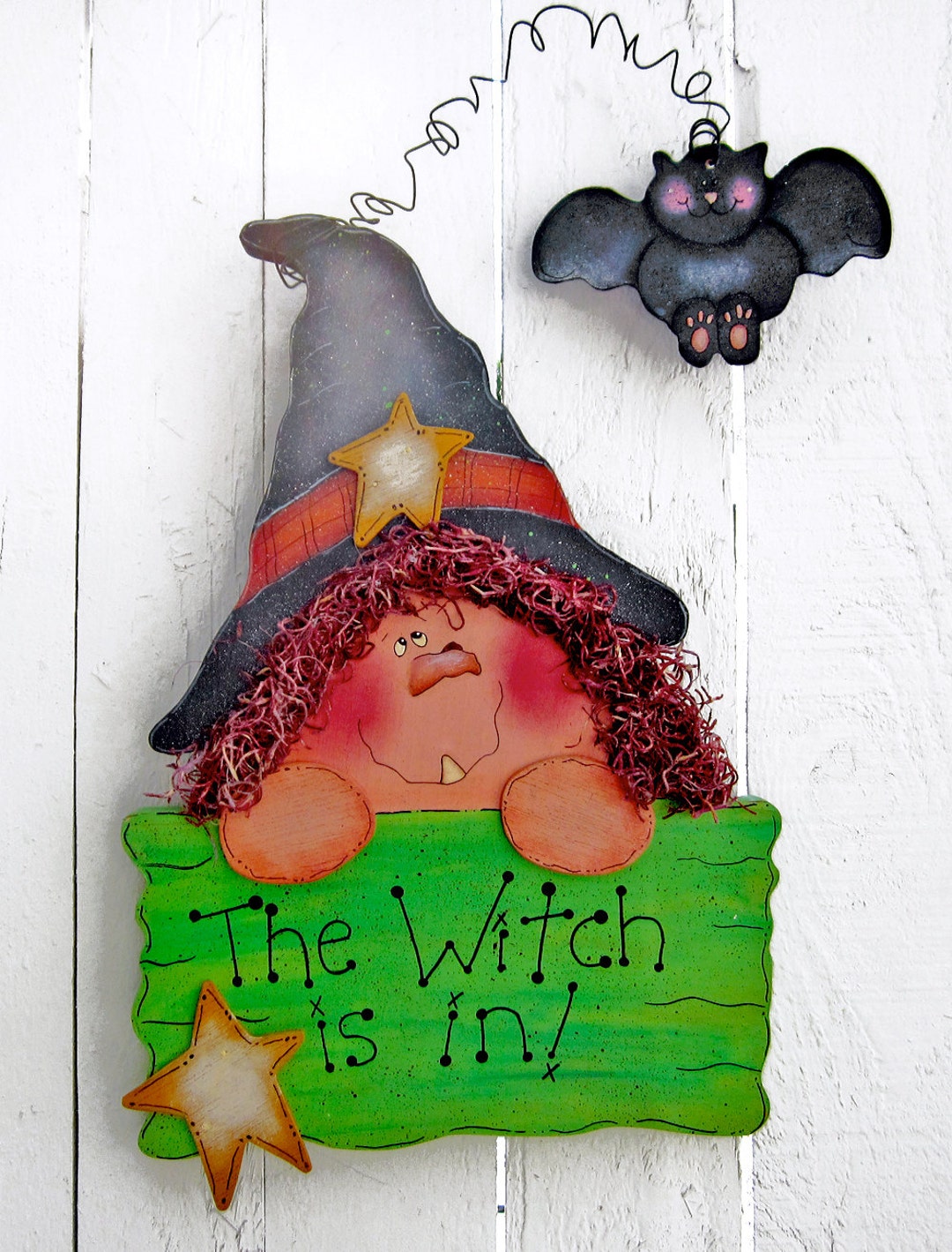 Witch Door Hanger Halloween Decor Witch Decor Bat Decor Outdoor ...