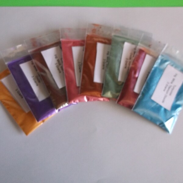 Natural Mica Cosmetic Grade Loose Powder Colorant Set of 8