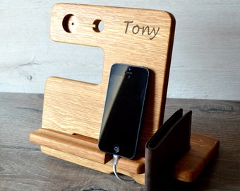 iWatch Wood Charging Stand,iPhone Apple Watch Dock,Desk organizer,office organizers,Men,gifts for him,Apple Watch Stand Charging Station