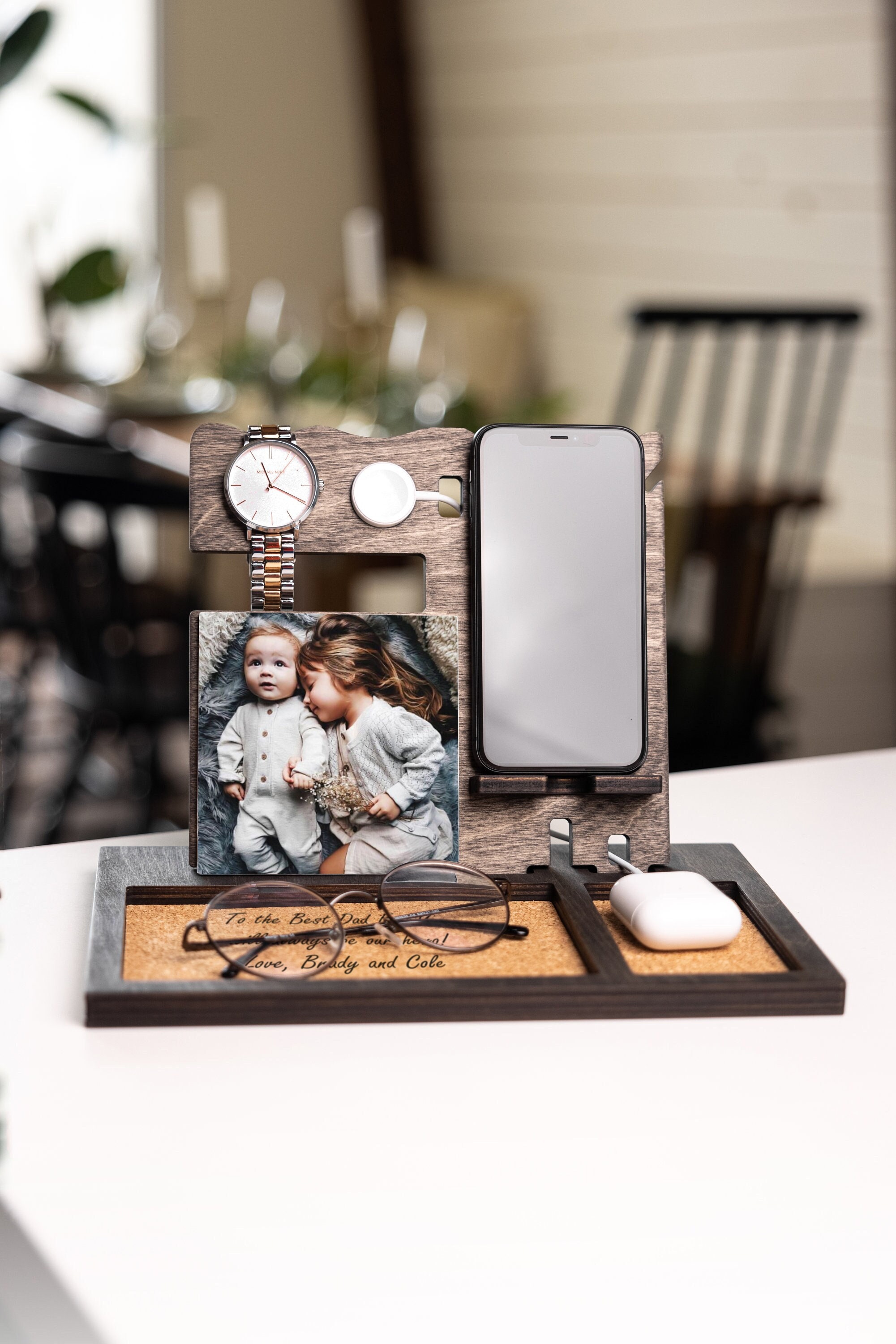 Personalized Charging Station Housewarming Gift Home Decor Personalized Gifts Anniversary Gifts For Him Fathers Day Gift for Birthday valet