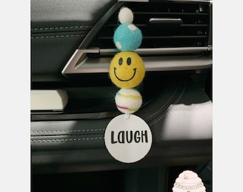 Smiley Car Charm Accessory, Essential Oil Vent Diffuser, Car Vent Clip, Custom Word Of The Year, Car Air Freshener, OLW, Fast Free Shipping