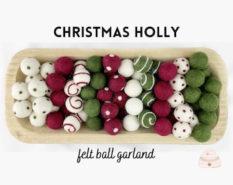 Seasonal Decoration For Mantel, Christmas Felt Ball Garland, Holiday Pom Pom Garland, Office Decoration, Eco Friendly, Free Fast Shipping