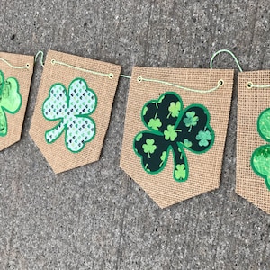 St Patricks Day, St Patty's Decorations, St Patricks Day Banner, St Patricks Day Garland, Canvas, Shamrock, Lucky, Green