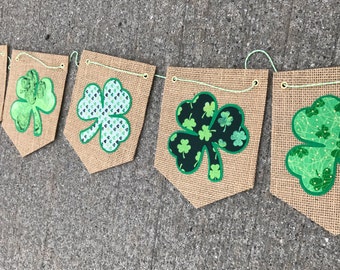 St Patricks Day, St Patty's Decorations, St Patricks Day Banner, St Patricks Day Garland, Canvas, Shamrock, Lucky, Green