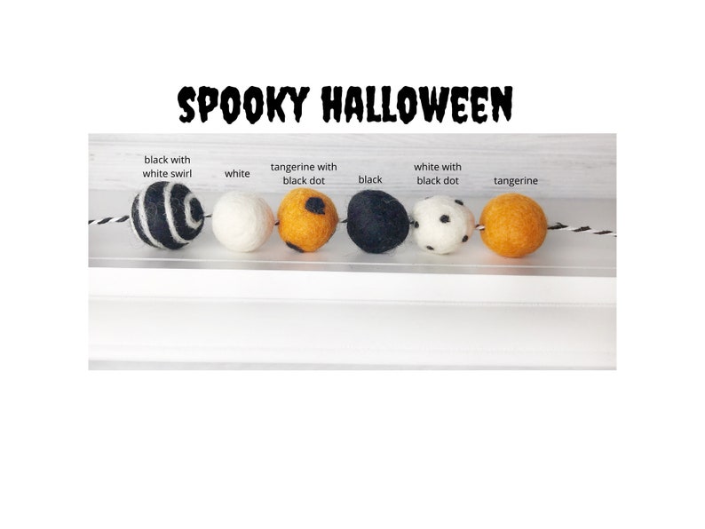Halloween Pom Pom Garland Halloween Felt Ball Garland Spooky Etsy UK