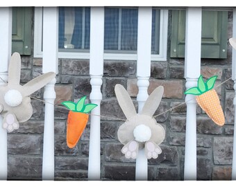 Bunny Banner Easter Decoration Easter Bunny Carrot Bunny Spring Decoration Nursery Decoration Easter Garland Easter Bunting Easter Banner