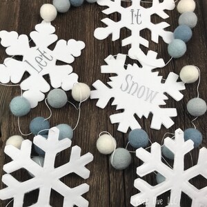 Snowflake Garland Let It Snow Winter Garland Snowflake Felt Ball Garland  FREE SHIPPING Christmas Garland Winter Snowflake Winter Wedding