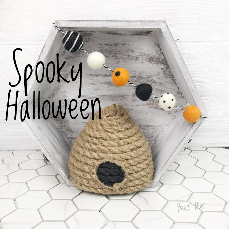 Halloween Pom Pom Garland Halloween Felt Ball Garland Spooky Etsy UK