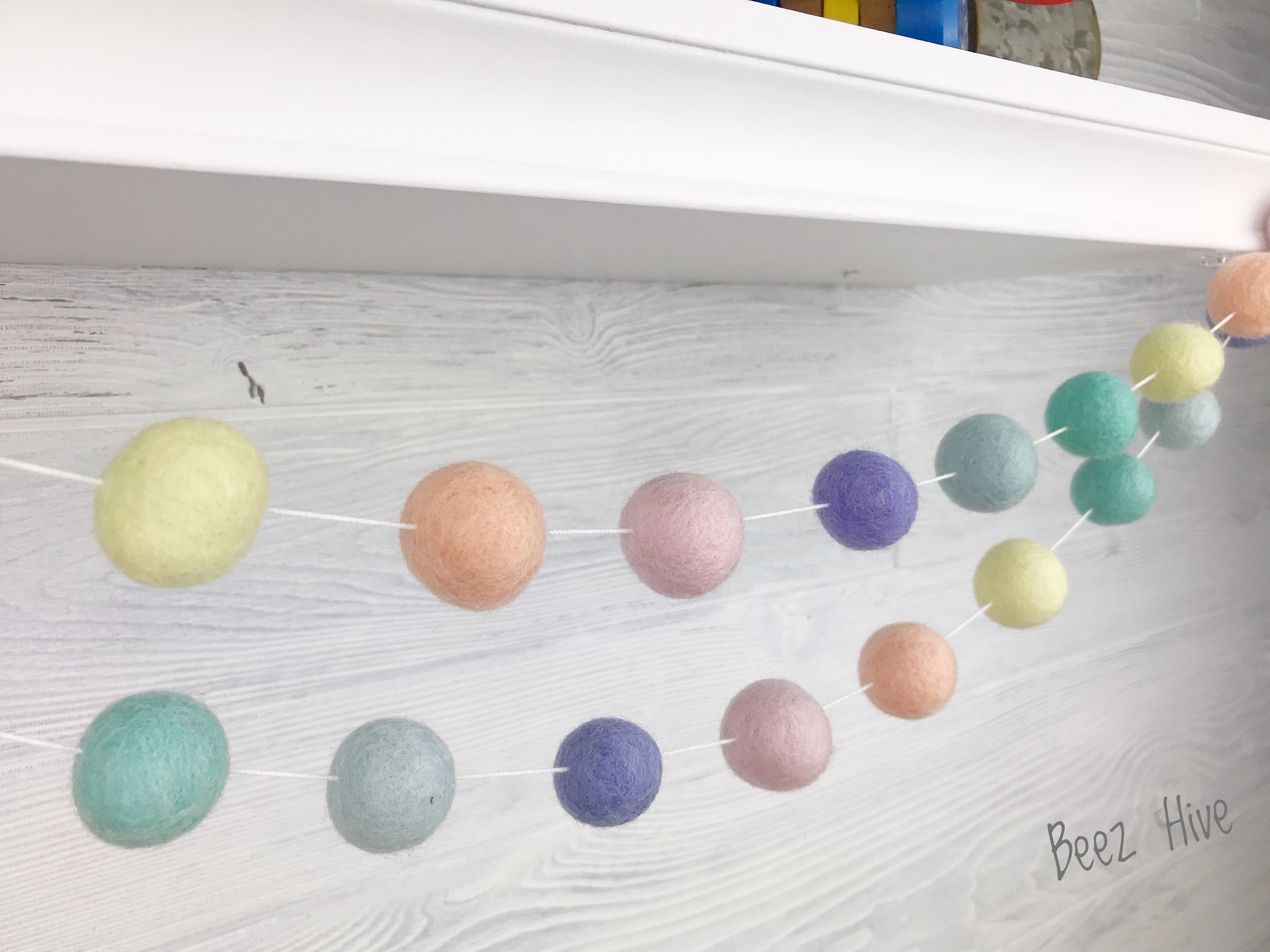 Pastel Rainbow Felt Ball Garland, Baby Room Decor, Baby Girl Gift, Baby ...
