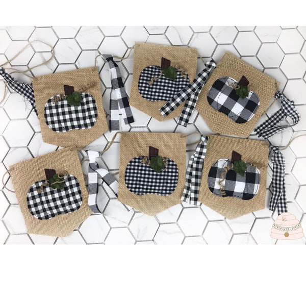 Buffalo Plaid Burlap Banner, Fall Banner Mantle Decor, Autumn Decor, Farmhouse Decor, Buffalo Plaid Decor, Thanksgiving Decor, Wall Decor