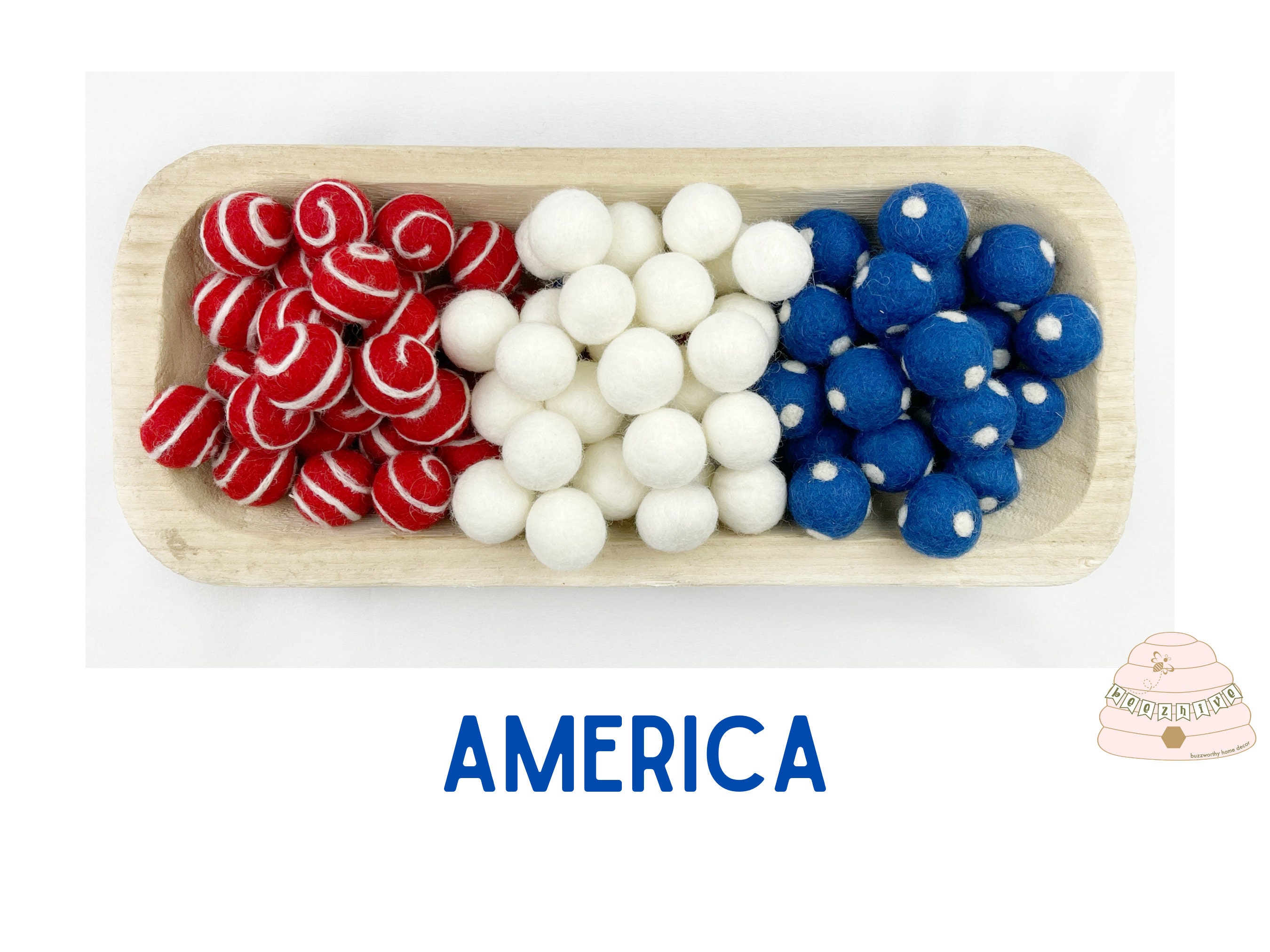 America Felt Balls 2.5 Cm Custom Felted Wool Ball for Your Crafts Bulk Felt  Balls for 4th of July DIY Patriot Garland Wool Pom Only 