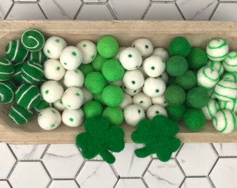 Shamrock Love St.Patricks Day felt ball garland