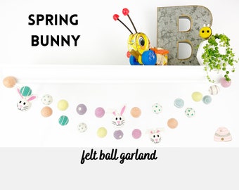 Spring Easter Pom Pom Felt Ball Garland, Wool Felt Ball Decoration For Mantel, Nursery, Table Scape, Mirror, Baby Shower, Fast Free Shipping